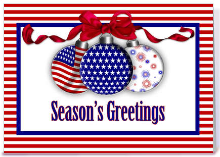 Patriotic Christmas Ornaments greeting card by Starstock 